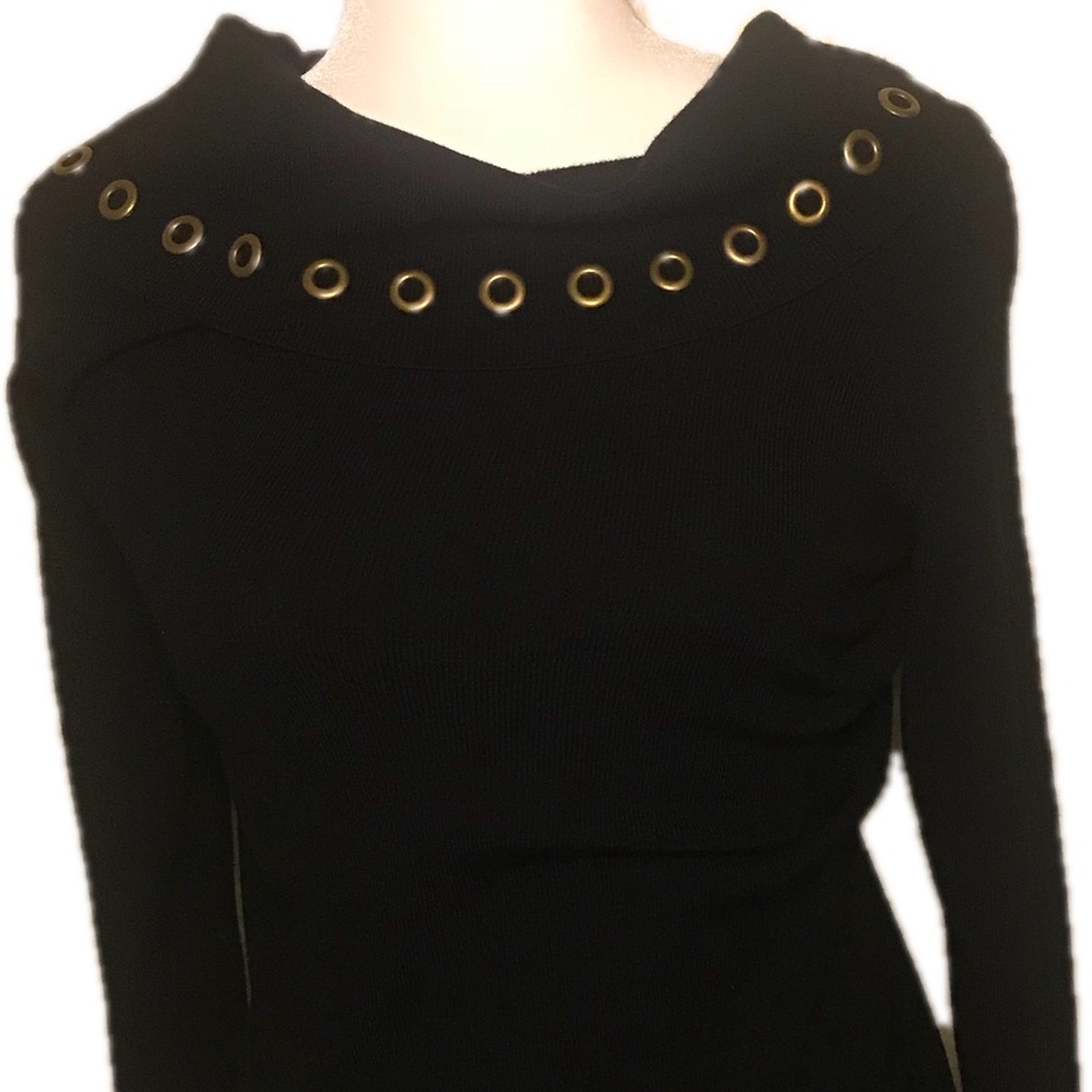 Joseph A. Long sleeve black cowl neck grommet Sz M